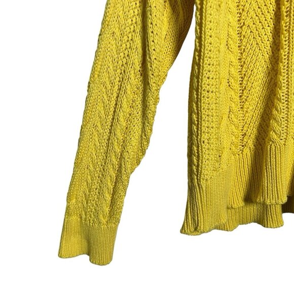 LRL Ralph Lauren Womens 3XL Yellow Cable Knit Long Sleeve Sweater Cotton Preppy - Picture 3 of 7